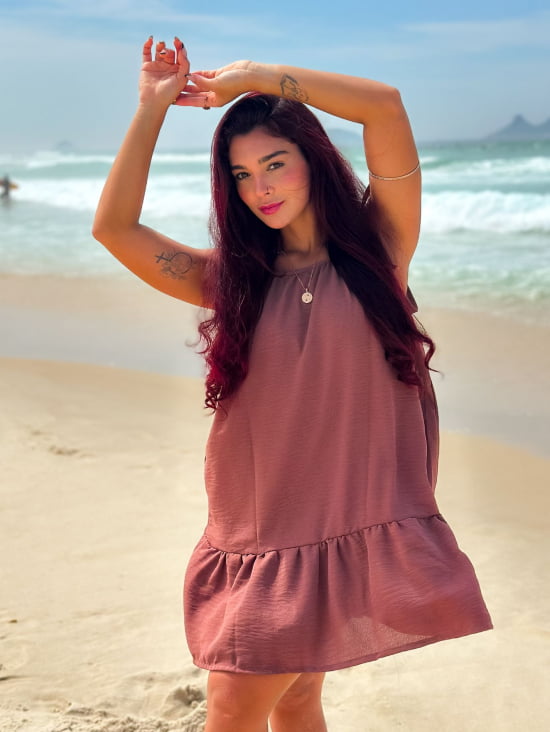 Saída de Praia Regata/Vestido com Alça de Amarrar Gigi