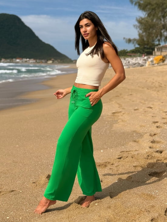 Saída Praia Calça Pantalona